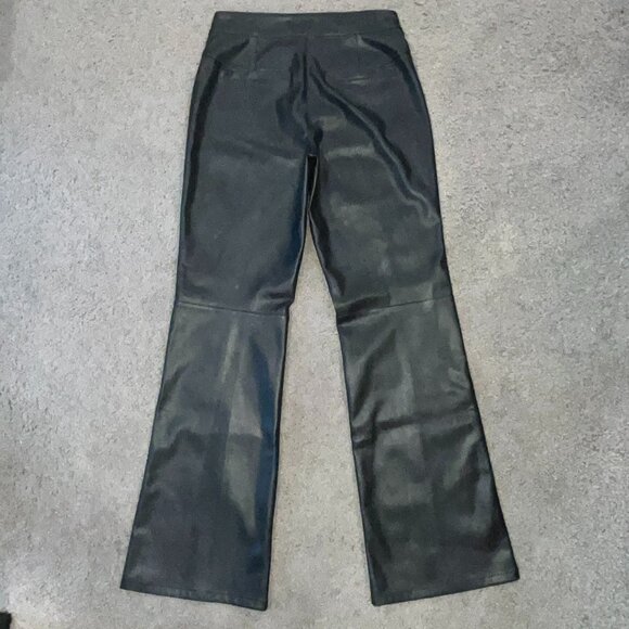 WE THE FREE UPTOWN BLACK VEGAN LEATHER HIGH RISE SLIM FLARE PANTS TROUSERS EUC 4 - Picture 5 of 14